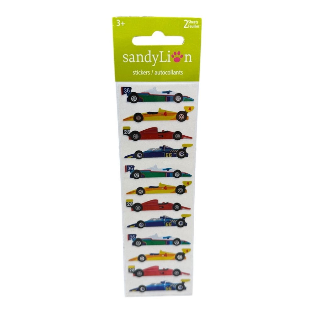 SandyLion Stickers Prismatic Cars Race Multicolor 2 Sheets Sealed NOS